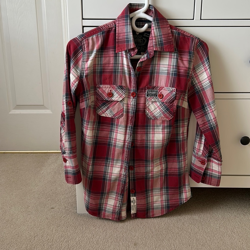 Superdry red plaid shirt XS